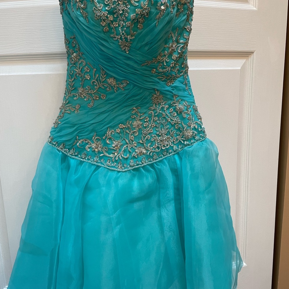Aqua short cocktail dress